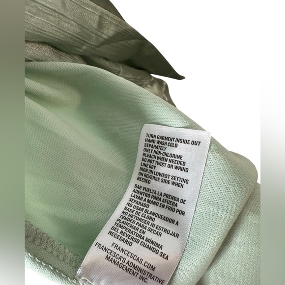 Francesca’s Mi Ami Womens Wrap Dress Small Green Satin Flutter Sleeve Ruffle Hem - Picture 7 of 10